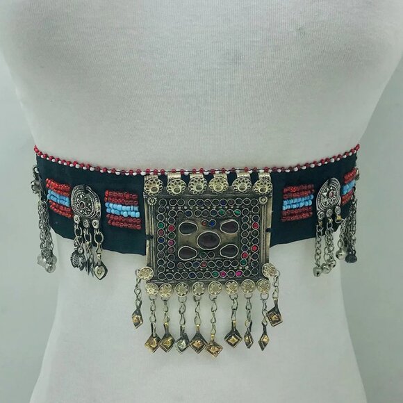Handmade Kuchi Belly Dance Belt: Vintage Coins & Glass Beads main image 5
